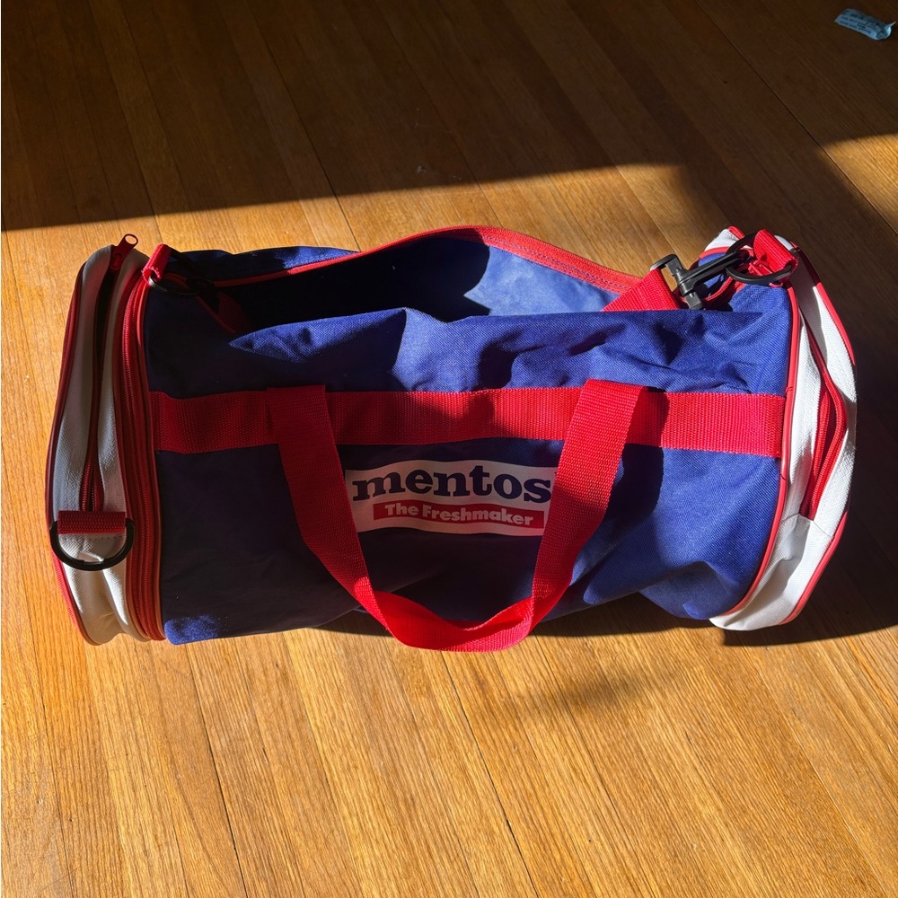 Blue and Red Duffel Bag